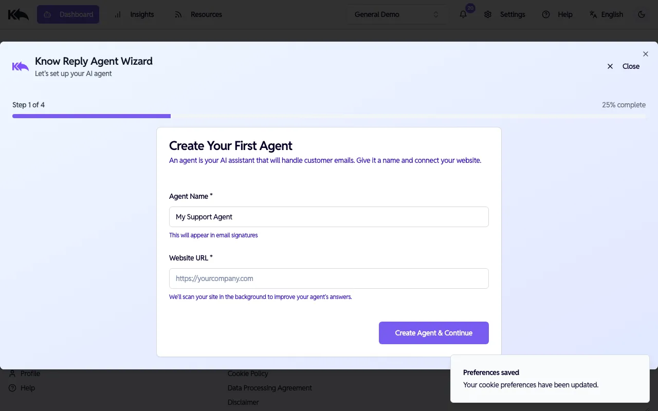 Setup wizard - agent configuration