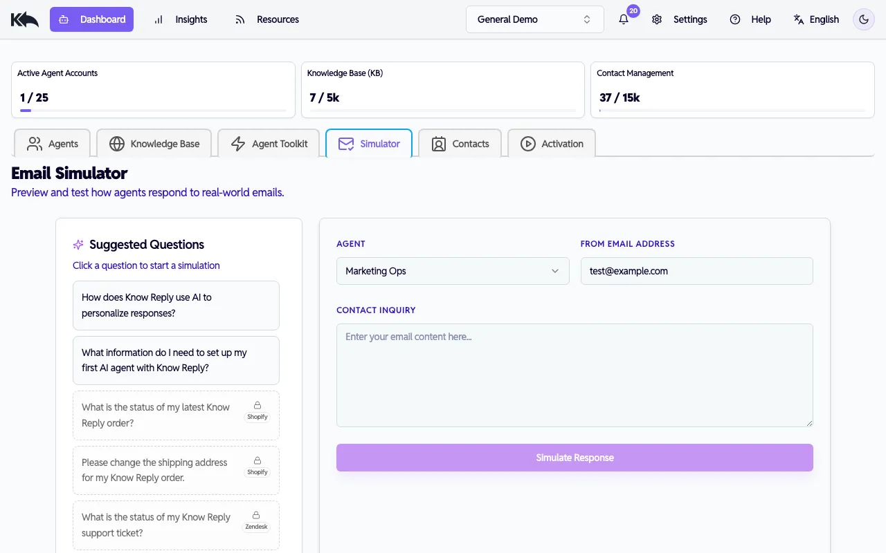 Simulator for testing